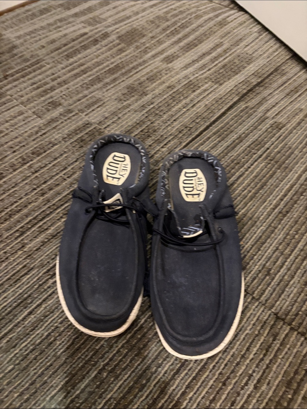 Hey Dude Navy Blue Men’s Slip-On Loafers with Lace Detail